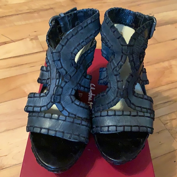 Max Studio Flyaway Wedge Sandals Black 8.5 - Picture 2 of 9